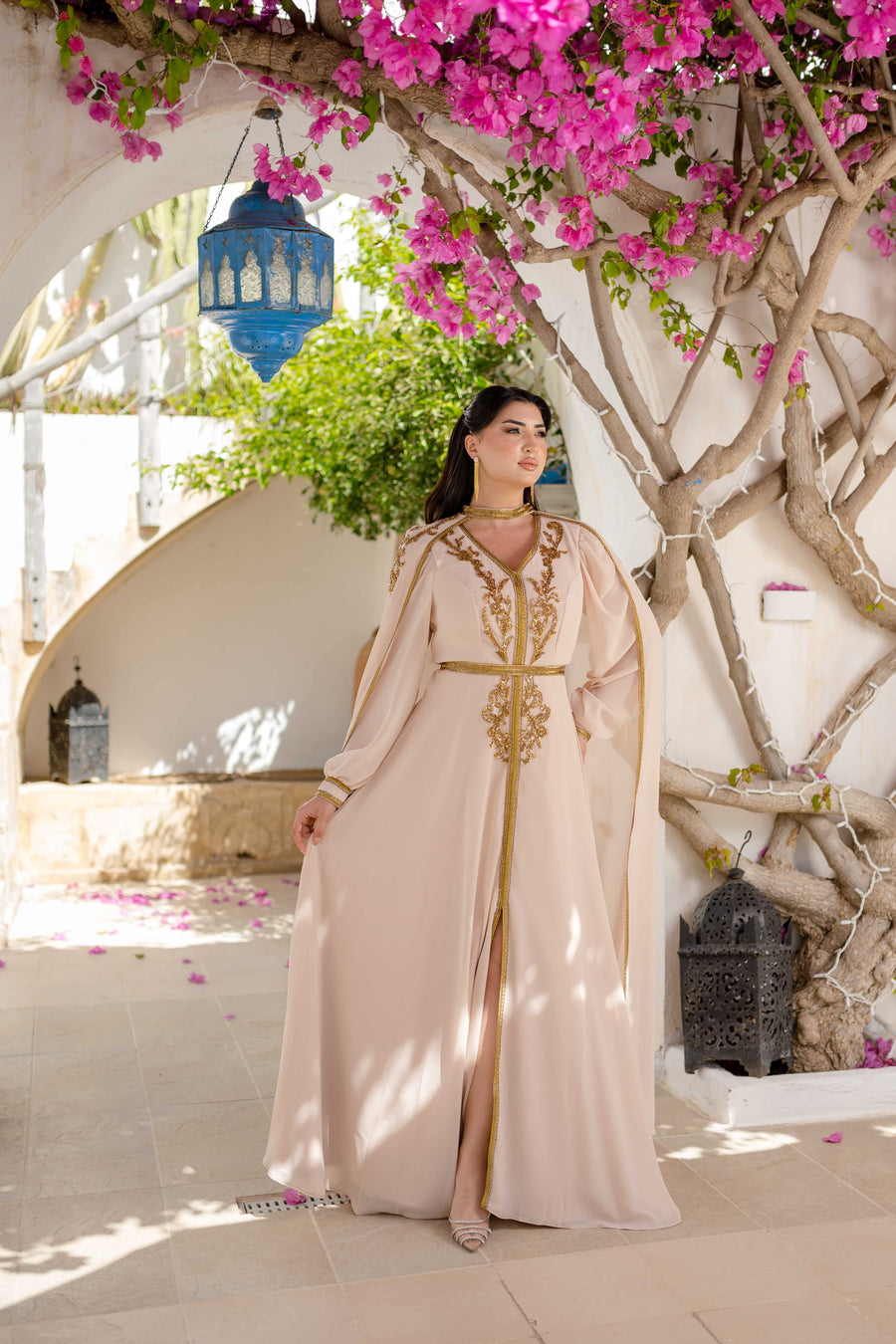 Caftan avec Barnous Beige