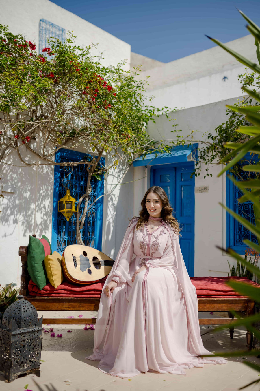 Caftan avec Barnous Rose