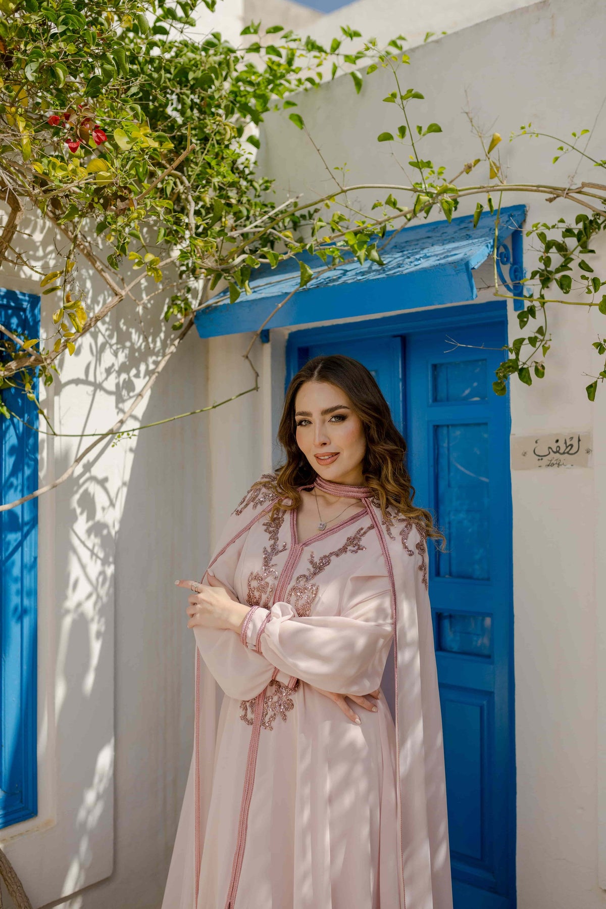 Caftan avec Barnous Rose