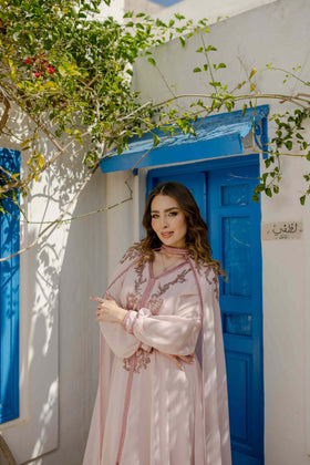 Caftan avec Barnous Rose