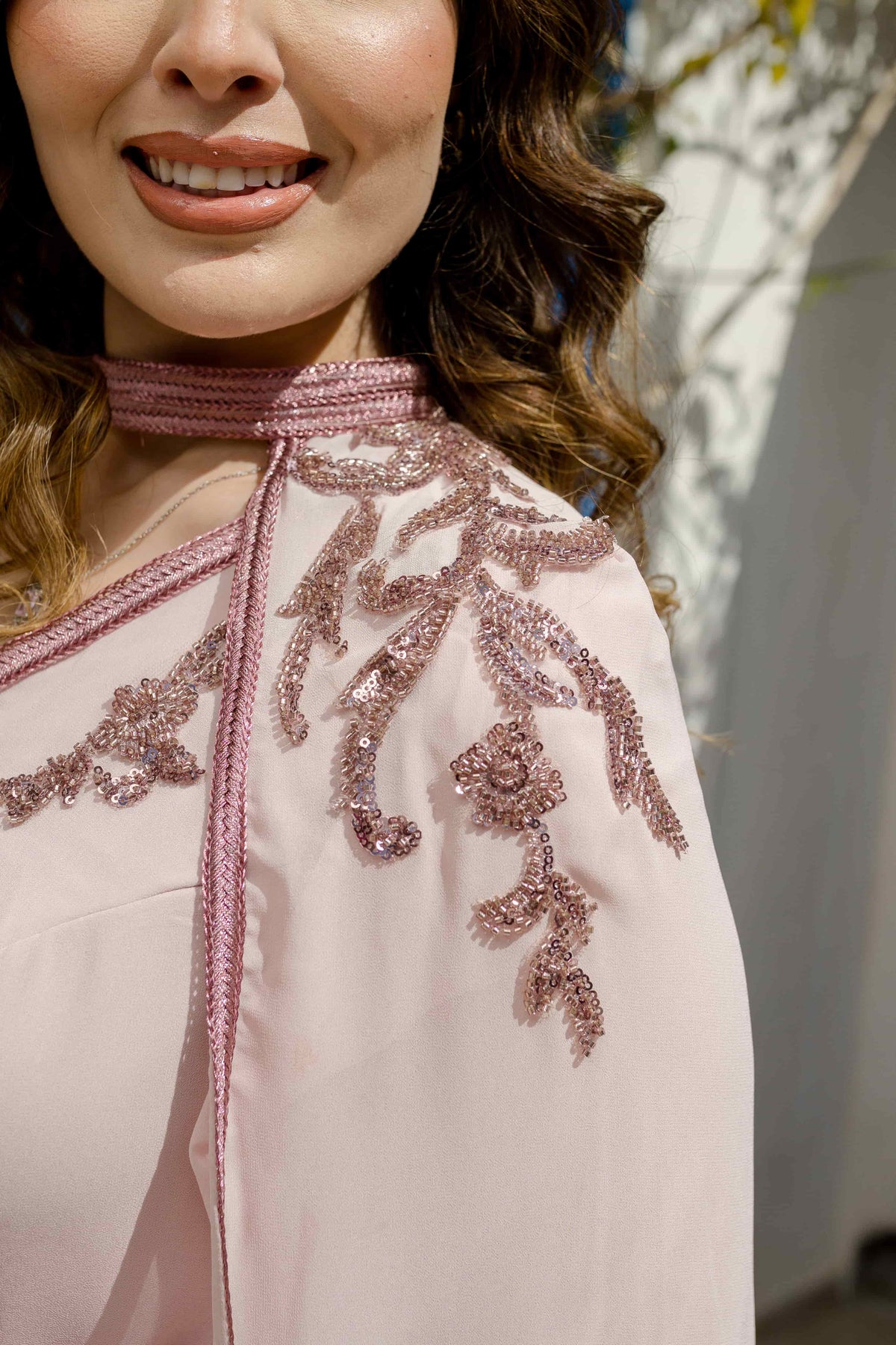 Caftan avec Barnous Rose