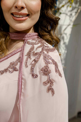 Caftan avec Barnous Rose