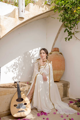 Caftan avec Barnous Blanc