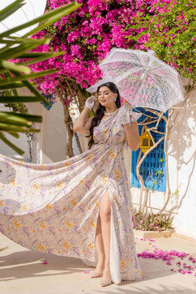 Robe Satin de Soie Italian Rose-Mauve