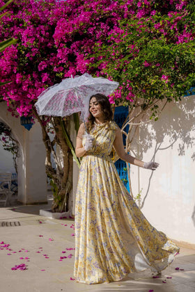 Robe Satin de Soie Italian Jaune