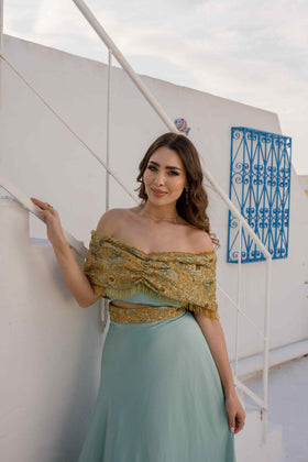 Jupe et Corsage Bleu turqouise