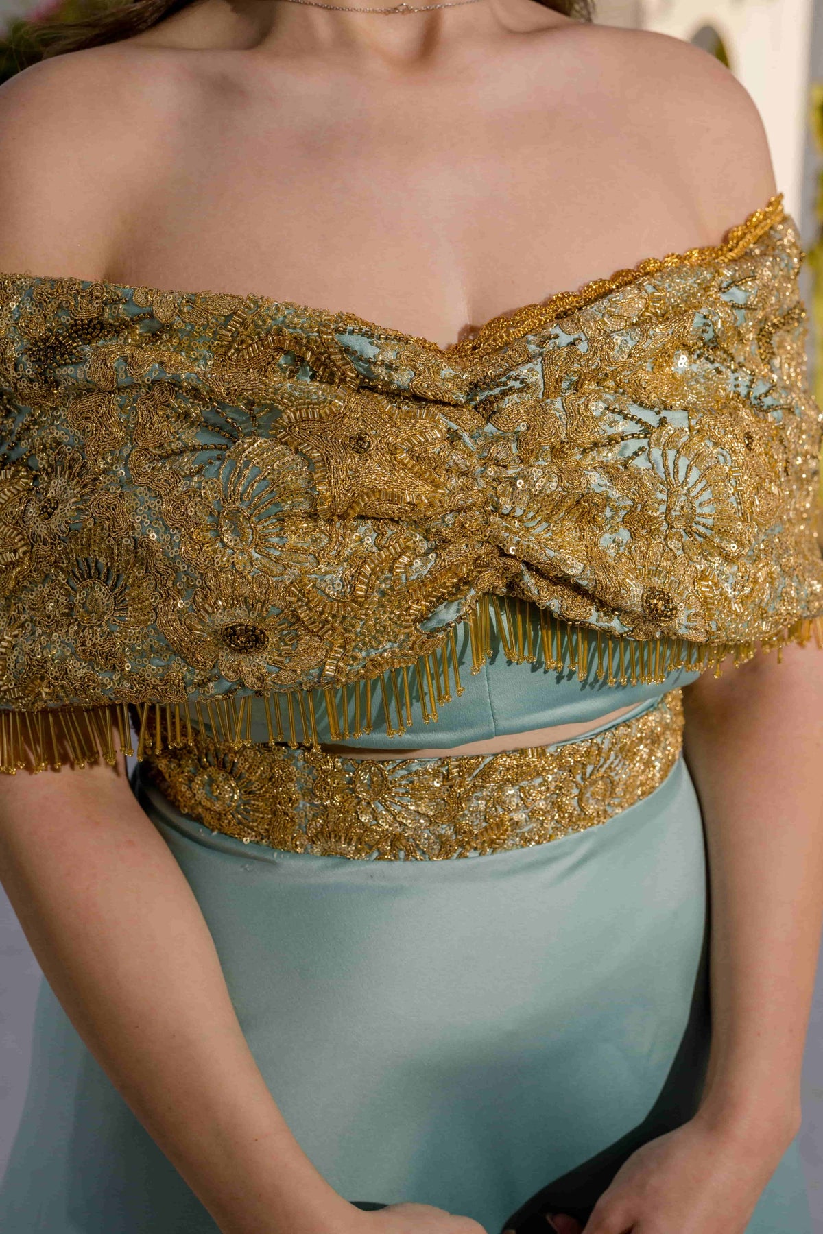 Jupe et Corsage Bleu turqouise
