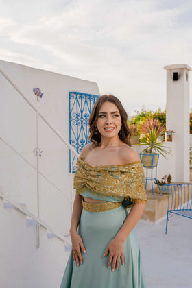 Jupe et Corsage Bleu turqouise