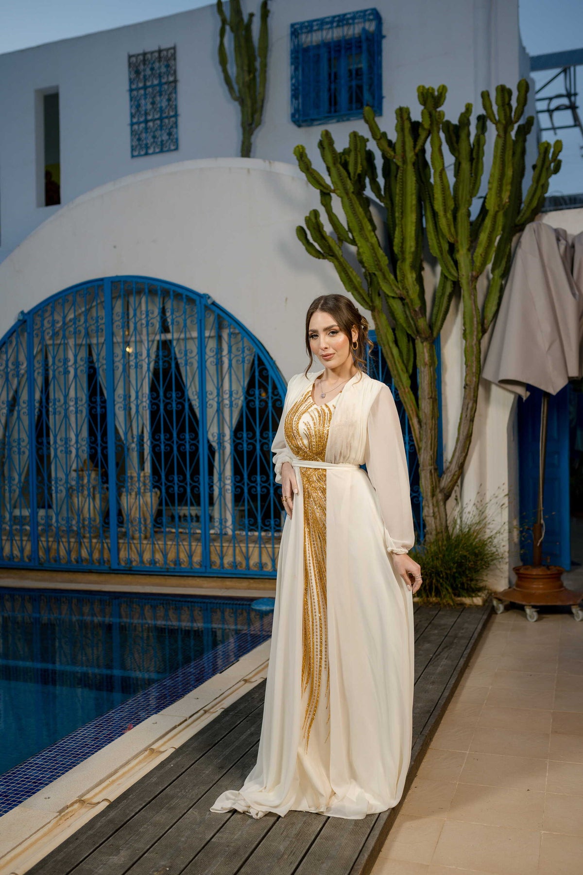 Robe Satin et Mouseline Blanc