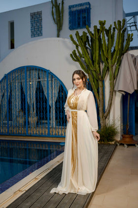 Robe Satin et Mouseline Blanc