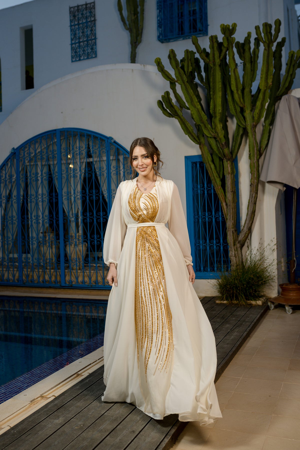 Robe Satin et Mouseline Blanc