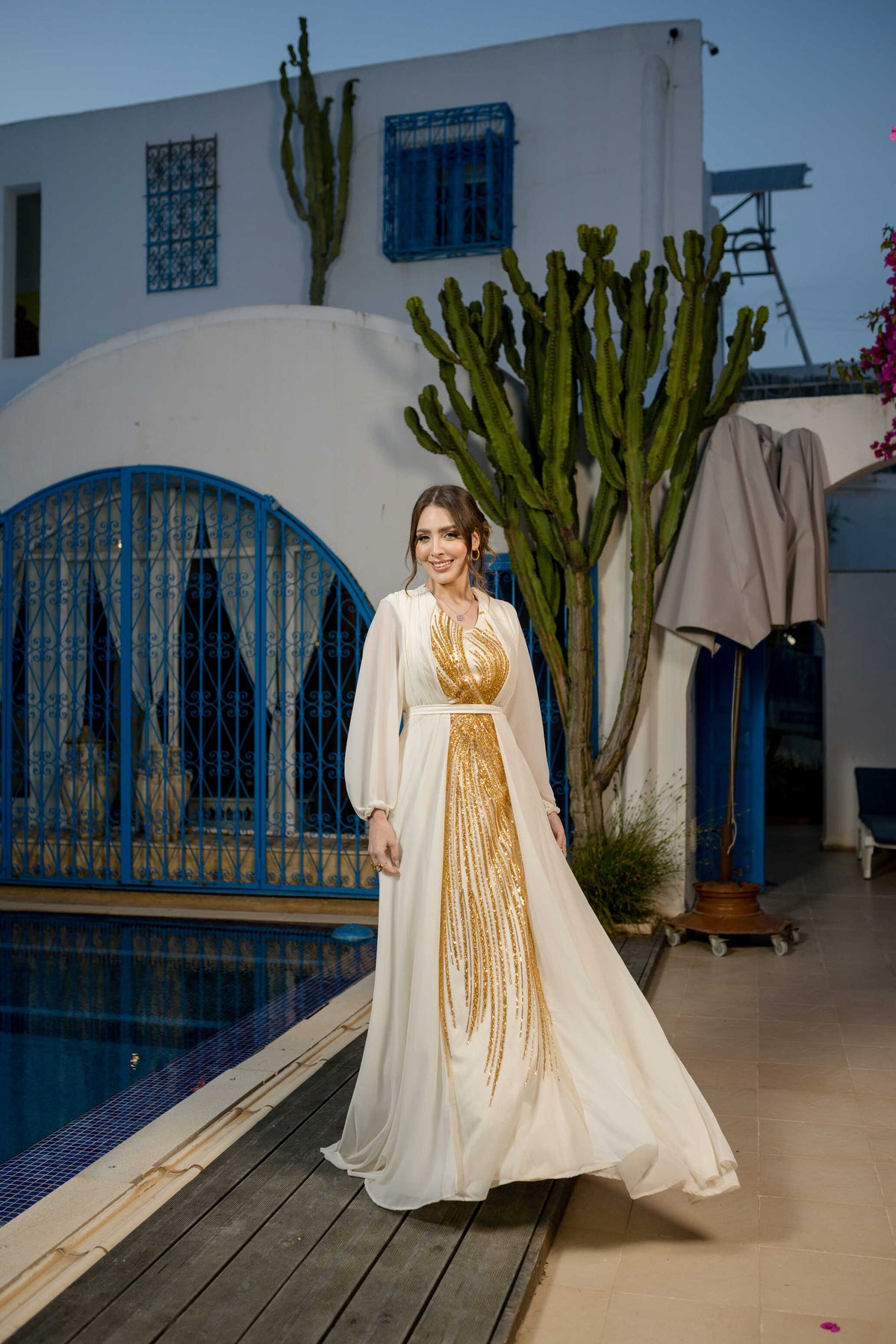 Robe Satin et Mouseline Blanc