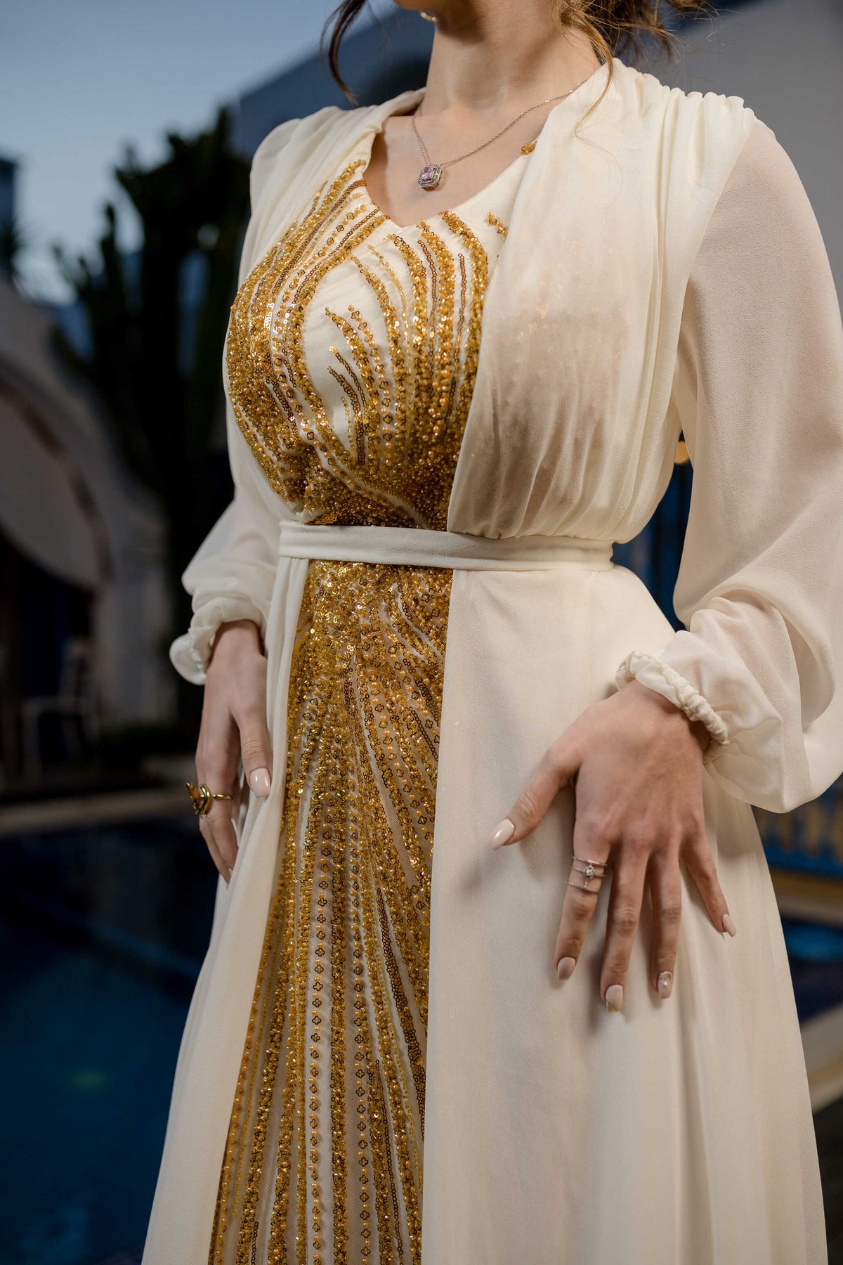 Robe Satin et Mouseline Blanc