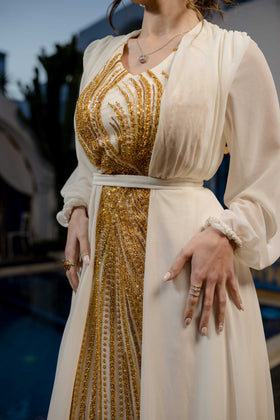 Robe Satin et Mouseline Blanc