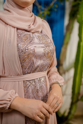 Robe Satin et Mousseline Rose