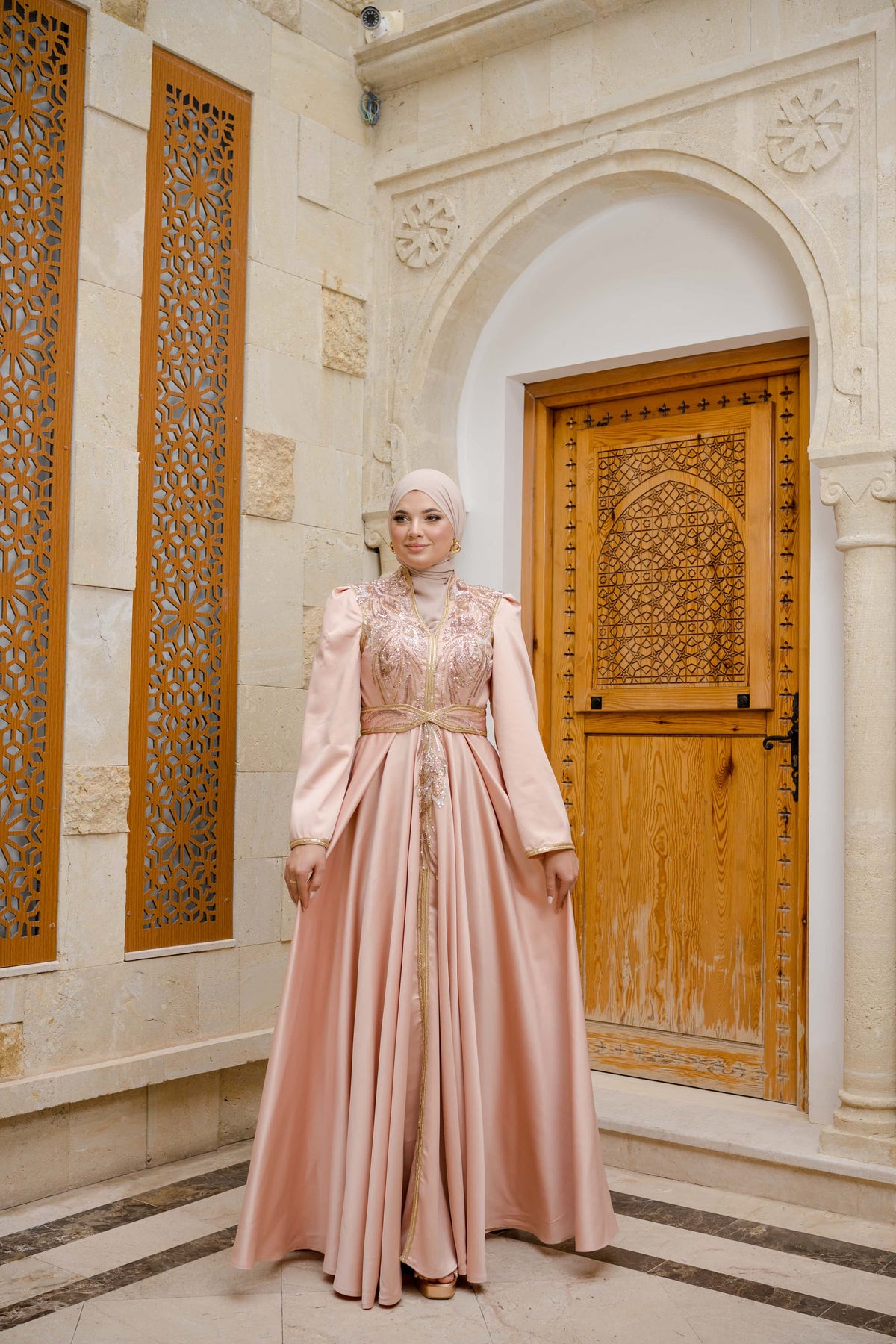 Caftan Satin Saumon