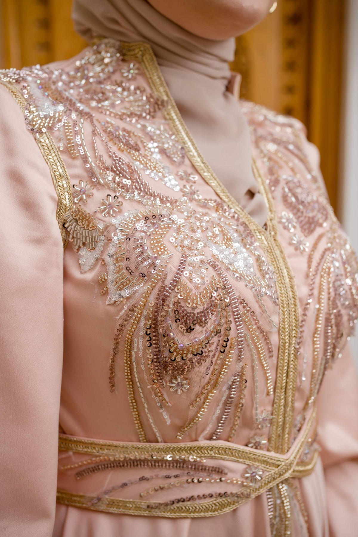 Caftan Satin Saumon