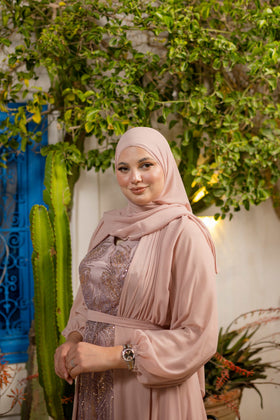 Robe Satin et Mousseline Rose