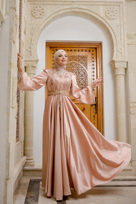 Caftan Satin Saumon