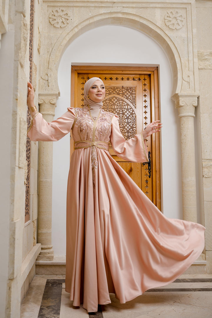 Caftan Satin Saumon