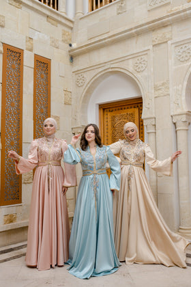 Caftan Satin Bleu Ciel