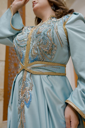 Caftan Satin Bleu Ciel