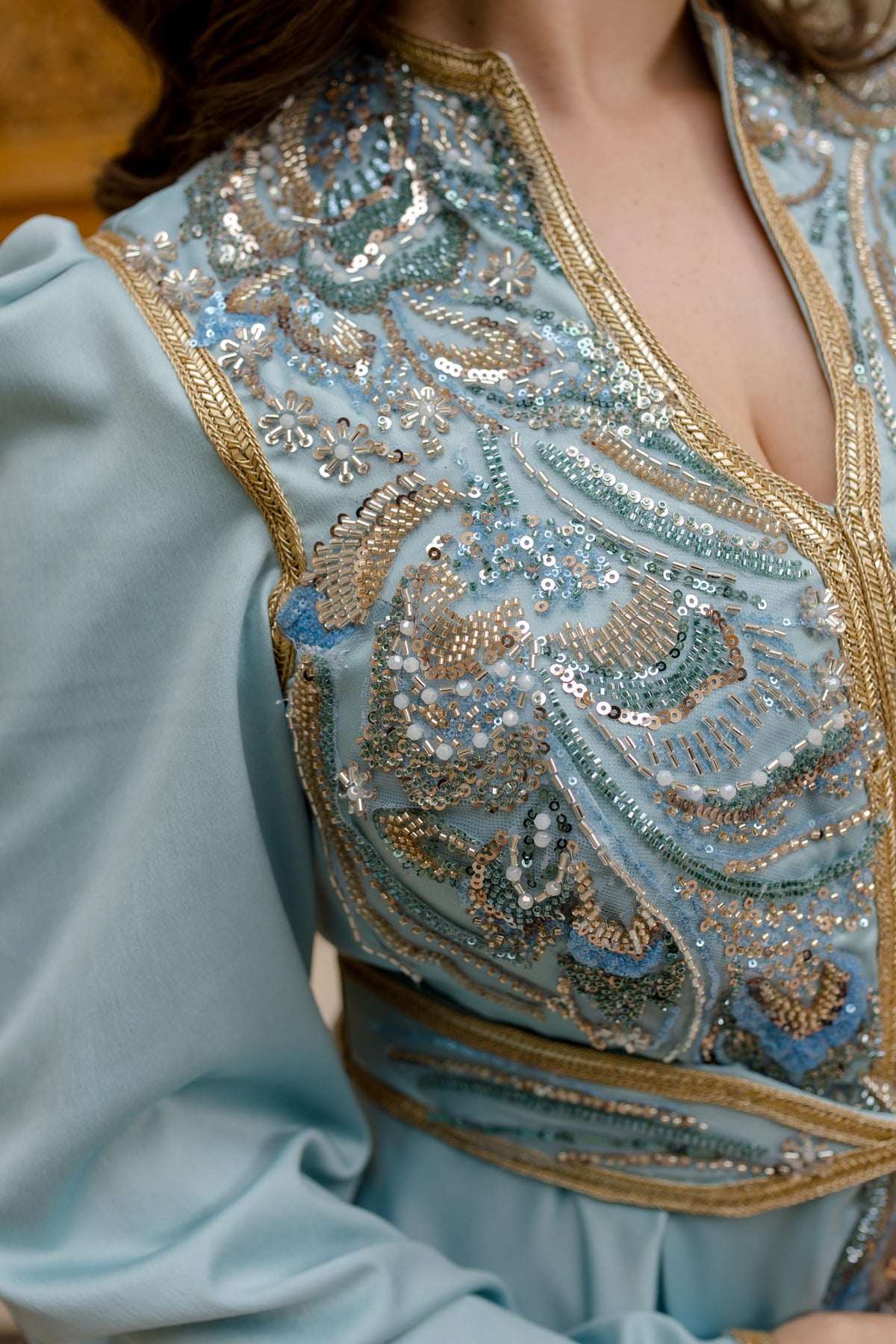 Caftan Satin Bleu Ciel