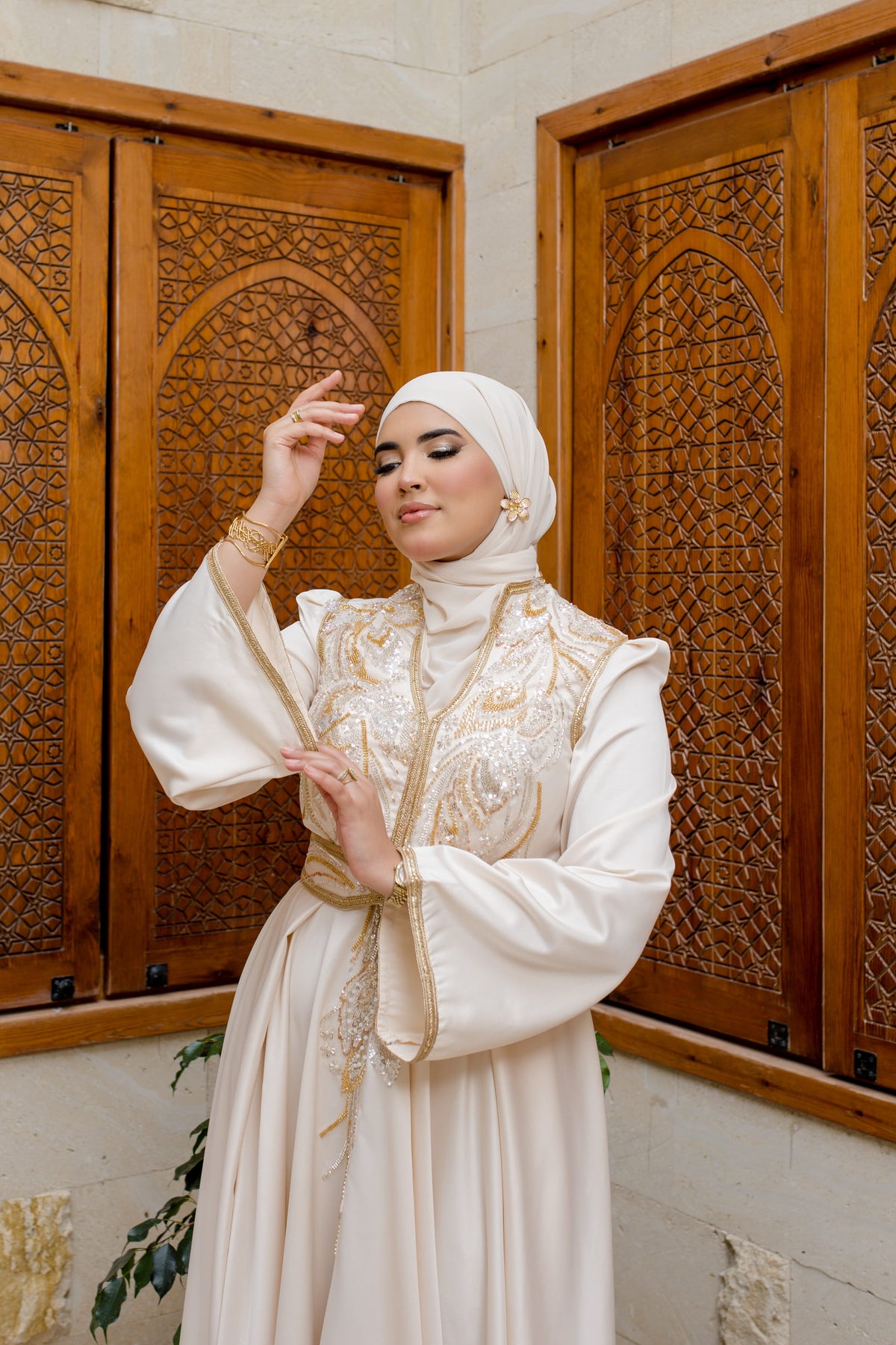 Caftan Satin Écru
