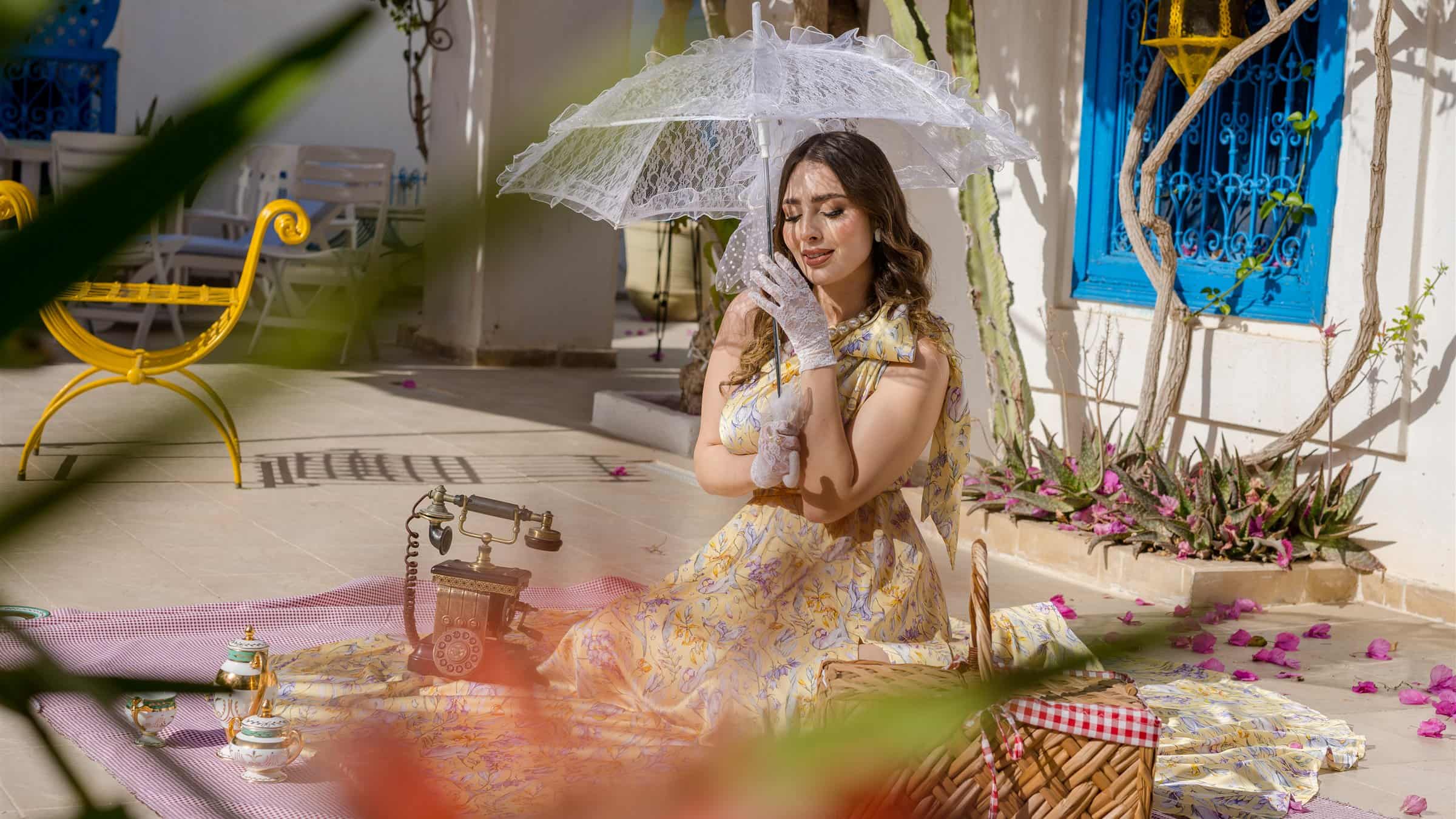 Lamassat luxury caftan editorial setting